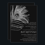 Peacock Feather Glitter Silver Bat mitzvah Logotyp Inbjudningar<br><div class="desc">Den här designen har en fredsfågelfjäder i elegant silver glitter på en svart bakgrund med din Bat mitzvah inbjudan nedan. Anpassa genom att redigera texten i textrutorna. Lägg till Logotypen Corporate i baksidan av designen. Designad för dig av Evco Studio www.zazzle.com/store/evcostudio #batmitzvah #batmitvahinvitations #inbjudan #inbjudan #peacock #fjäther #boho #boho #bohemian...</div>