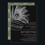 Peacock Feather Glitter Silver Bat mitzvah Logotyp Inbjudningar<br><div class="desc">Den här designen har en fredsfågelfjäder i elegant silver glitter på en svart bakgrund med din Bat mitzvah inbjudan nedan. Anpassa genom att redigera texten i textrutorna. Lägg till Logotypen Corporate i baksidan av designen. Designad för dig av Evco Studio www.zazzle.com/store/evcostudio #batmitzvah #batmitvahinvitations #inbjudan #inbjudan #peacock #fjäther #boho #boho #bohemian...</div>