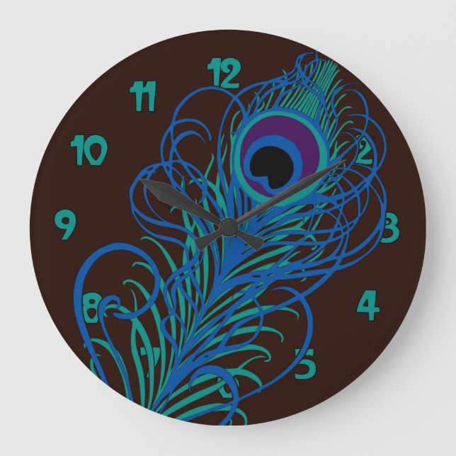 Peacock Feather Graphic Stor Klocka (Framsida)