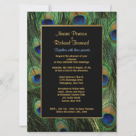 Peacock Feather Grönt 6,5 x 8 bröllopsinbjudan Inbjudningar