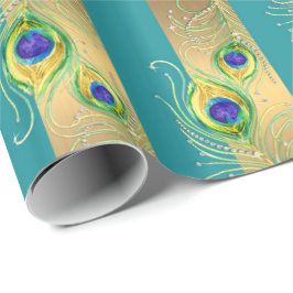 Peacock Feather Guld Swirl Baroque WandeJewel Presentpapper