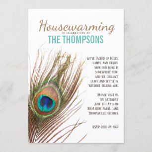 Peacock Feather Houseuppvärmning Inbjudningar