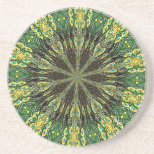 Peacock Feather Kaleidoscope 2 Underlägg Sandsten