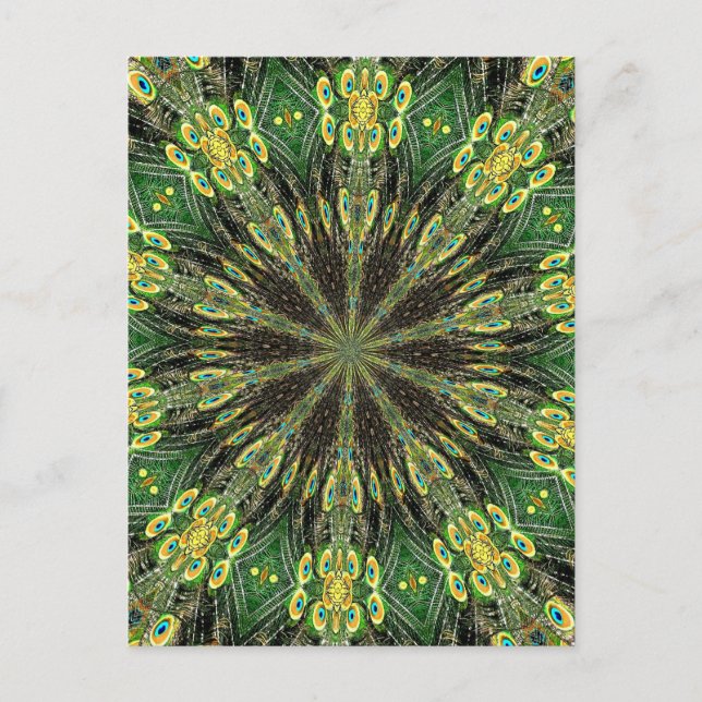 Peacock Feather Kaleidoscope 2 Vykort (Framsida)