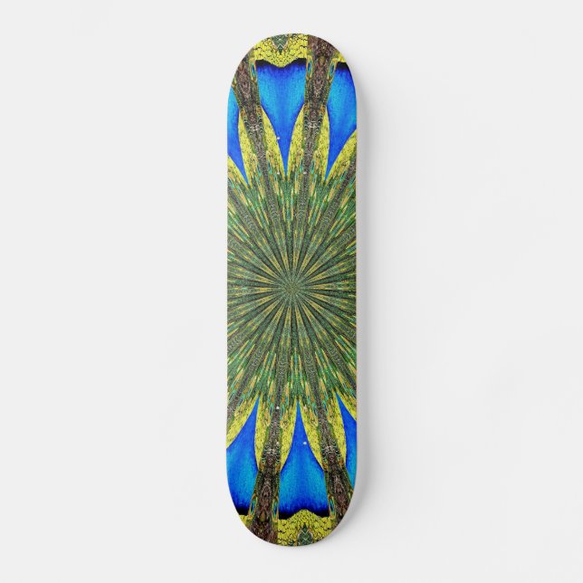 Peacock Feather Kaleidoscope 3 Mini Skateboard Bräda 18,7 Cm (Framsida)