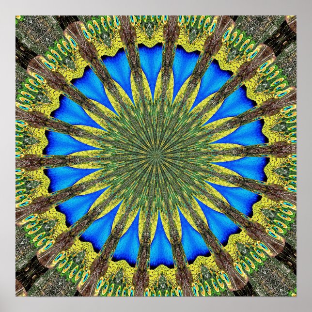 Peacock Feather Kaleidoscope 3 Poster (Framsidan)