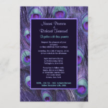 Peacock Feather Lila Drama - bröllopsinbjudan