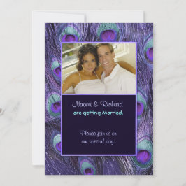 Peacock Feather Lila - inbjudan till fotobröllop
