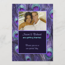 Peacock Feather Lila - inbjudan till fotobröllop