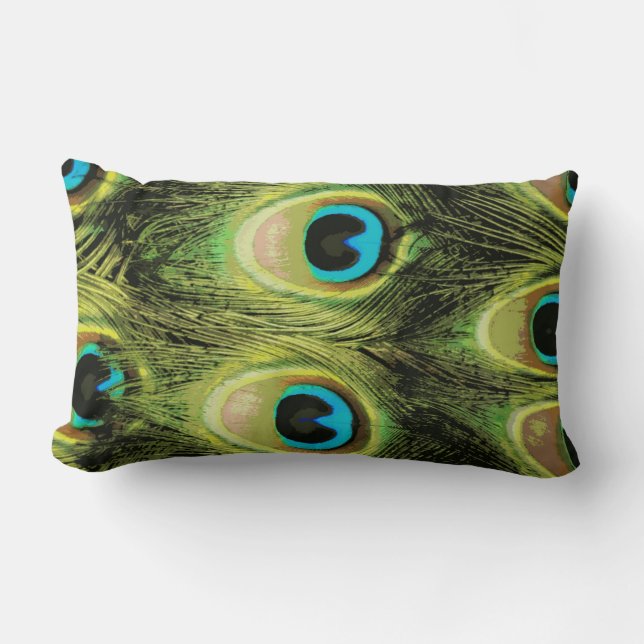 Peacock Feather Makro Lumbar Pillow Lumbarkudde (Framsida)