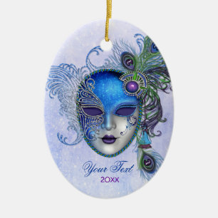 Peacock Feather Masqueramask Julgransprydnad Keramik