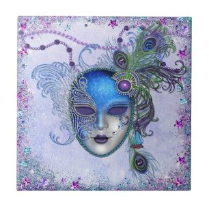 Peacock Feather Masqueramask Kakelplatta