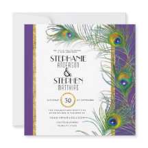 Peacock Feather Modern Typography Indian Bröllop