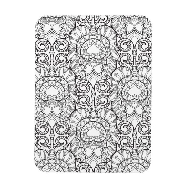 Peacock Feather Mönster Doodle Magnet (Vertikal)