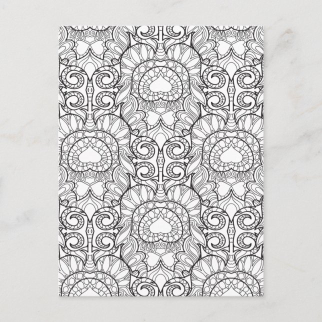 Peacock Feather Mönster Doodle Vykort (Framsida)