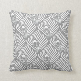 Peacock Feather Mönster i Grått och vitt Kudde