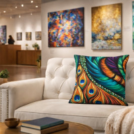 Peacock Feather mönster Kudde