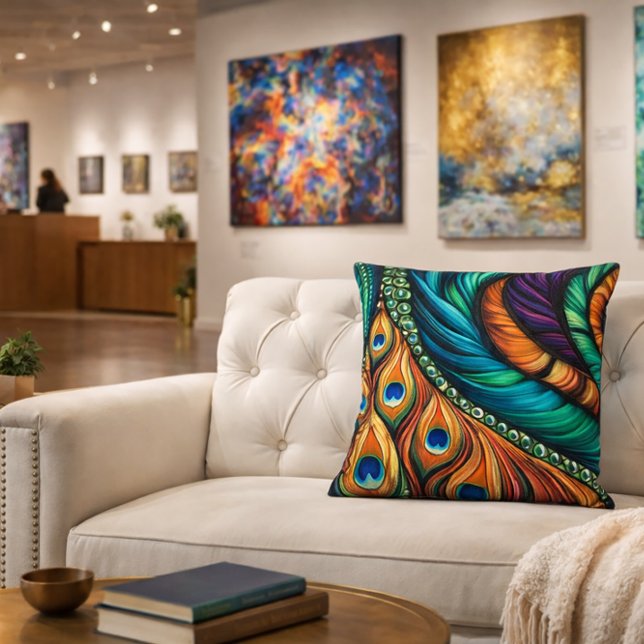 Peacock Feather mönster Kudde (Skapare uppladdad)