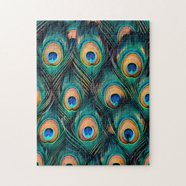 Peacock Feather Mönster Pussel (Vertikal)