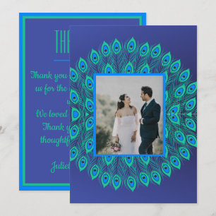 PEACOCK FEATHER MOTIF PATTERNED BLUE GRÖNT INBJUDNINGAR