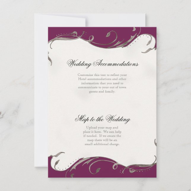 Peacock Feather n Swirls - Reception, Karta, Hotel Inbjudningar (Framsida)