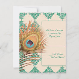Peacock Feather på Teal Moroccan Tile OSA Kort