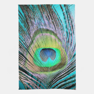 Peacock Feather på Turquise Kökshandduk