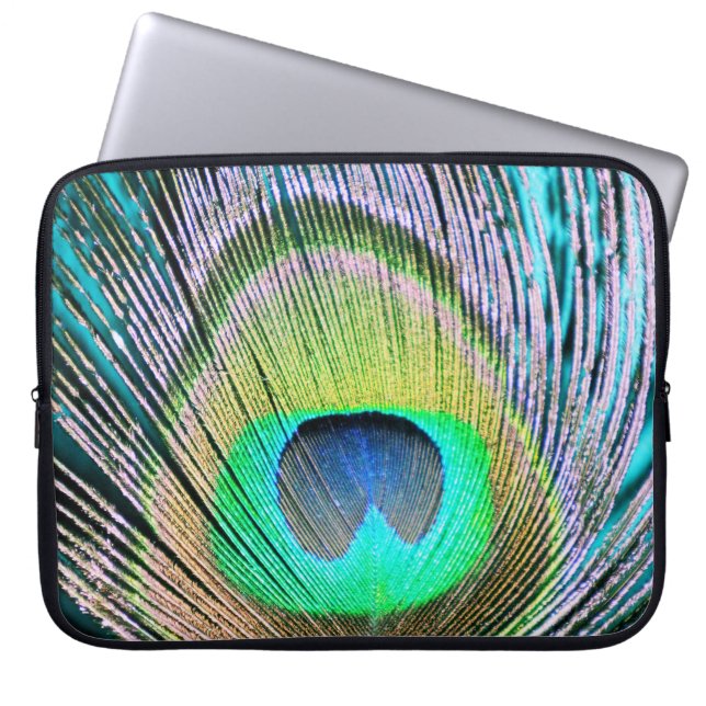 Peacock Feather på Turquise Laptop Sleeve (Framsidan)