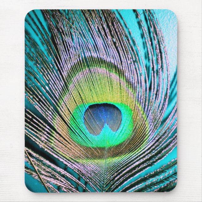 Peacock Feather på Turquise Musmatta (Framsidan)