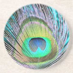 Peacock Feather på Turquise Underlägg