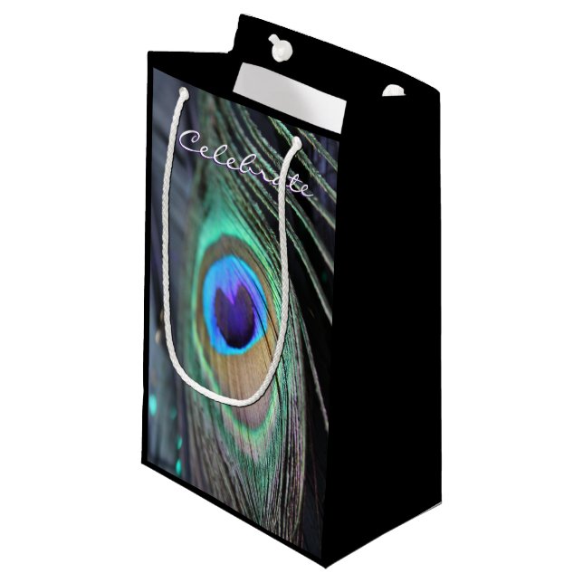 Peacock Feather Party Favor Unique Tote Gift Bags (Framsidan Vinklad)