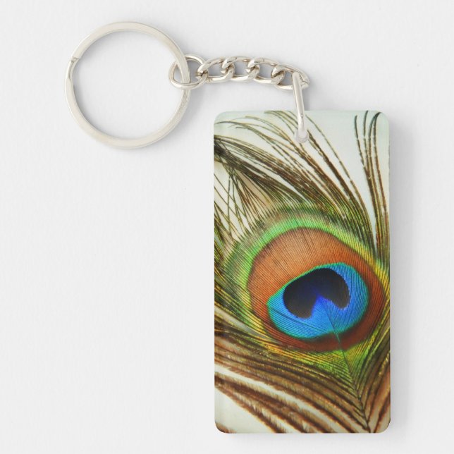 Peacock Feather Photo Nyckelring (Framsidan)