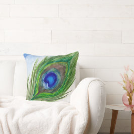 Peacock Feather Pillow Kudde
