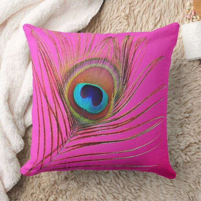 Peacock Feather Pillow Kudde (Filt)