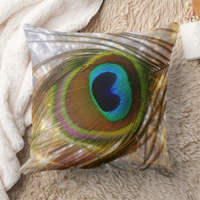 Peacock Feather Pillow Kudde (Filt)