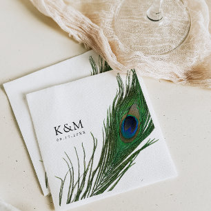 Peacock Feather Poise Händelse Bröllop Pappersservett