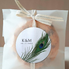 Peacock Feather Poise | Händelse Bröllop Runt Klistermärke