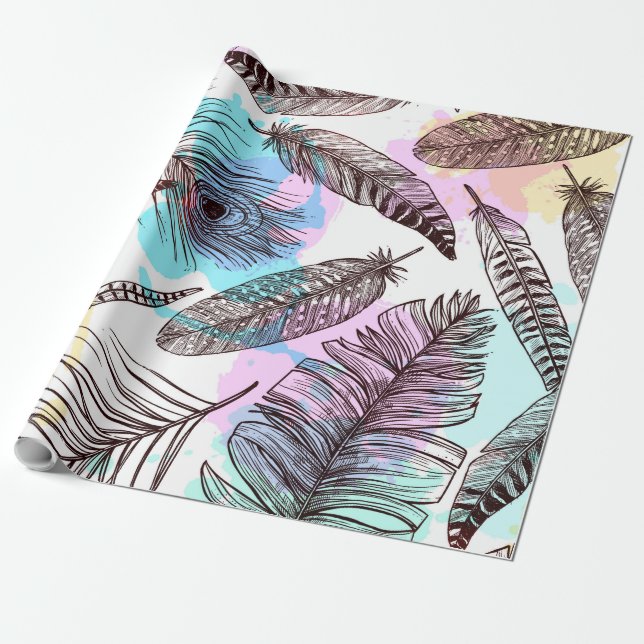 Peacock Feather Presentpapper (Utrullad)