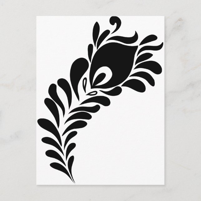 Peacock Feather Silhouette Vykort (Framsida)