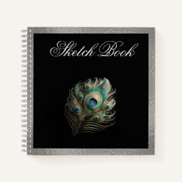 Peacock Feather, Silver Gräns Hårdskydd Sketch