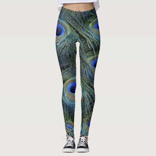 Peacock Feather Skriv ut Leggings (Framsida)