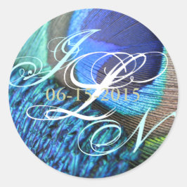 Peacock Feather Sticker Runt Klistermärke