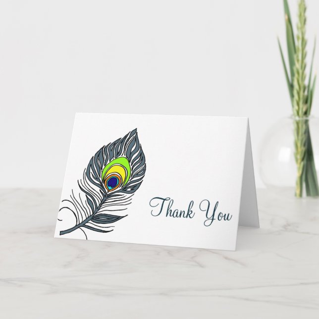 Peacock Feather Tack Glamor Note Cards Kort (Framsida)