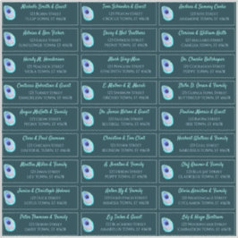 Peacock Feather Teal Modern Bröllop Guest Adress Klistermärken