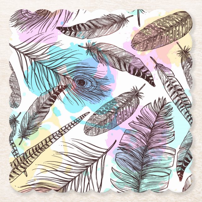 Peacock Feather Underlägg Papper (Framsida)