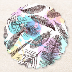 Peacock Feather Underlägg Papper