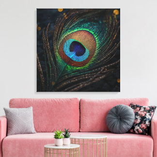 Peacock Feather Wall Art – Elegant Boho Nature Canvastryck