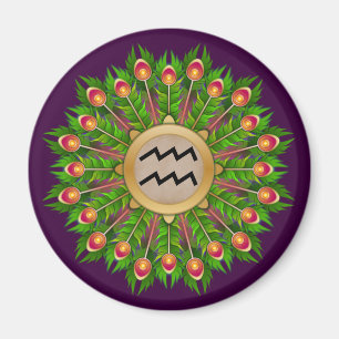 Peacock Feather WAN Zodiac Sign Aquarius Magnet