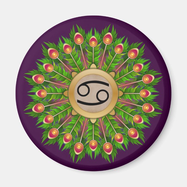 Peacock Feather WAN Zodiac Sign Cancer Magnet (Framsidan)