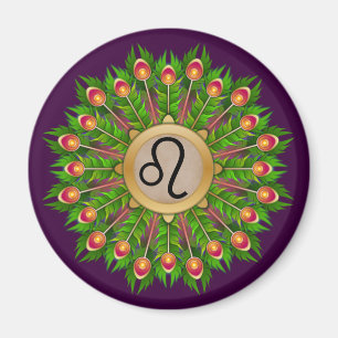 Peacock Feather WAN Zodiac Sign Leo Magnet
